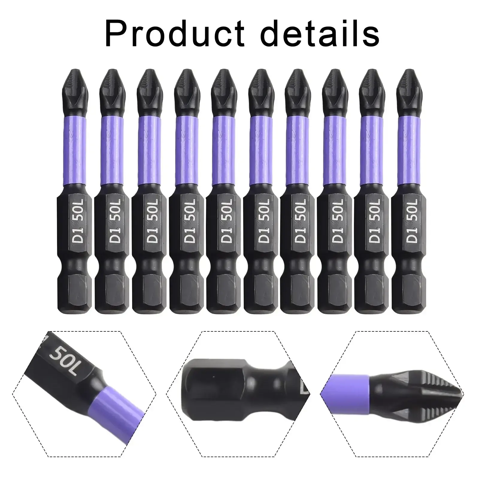 10/20Pcs Set Non-Slip Magnetic Batch Head Cross Screwdriver PH2 25,50,65,70,90,1