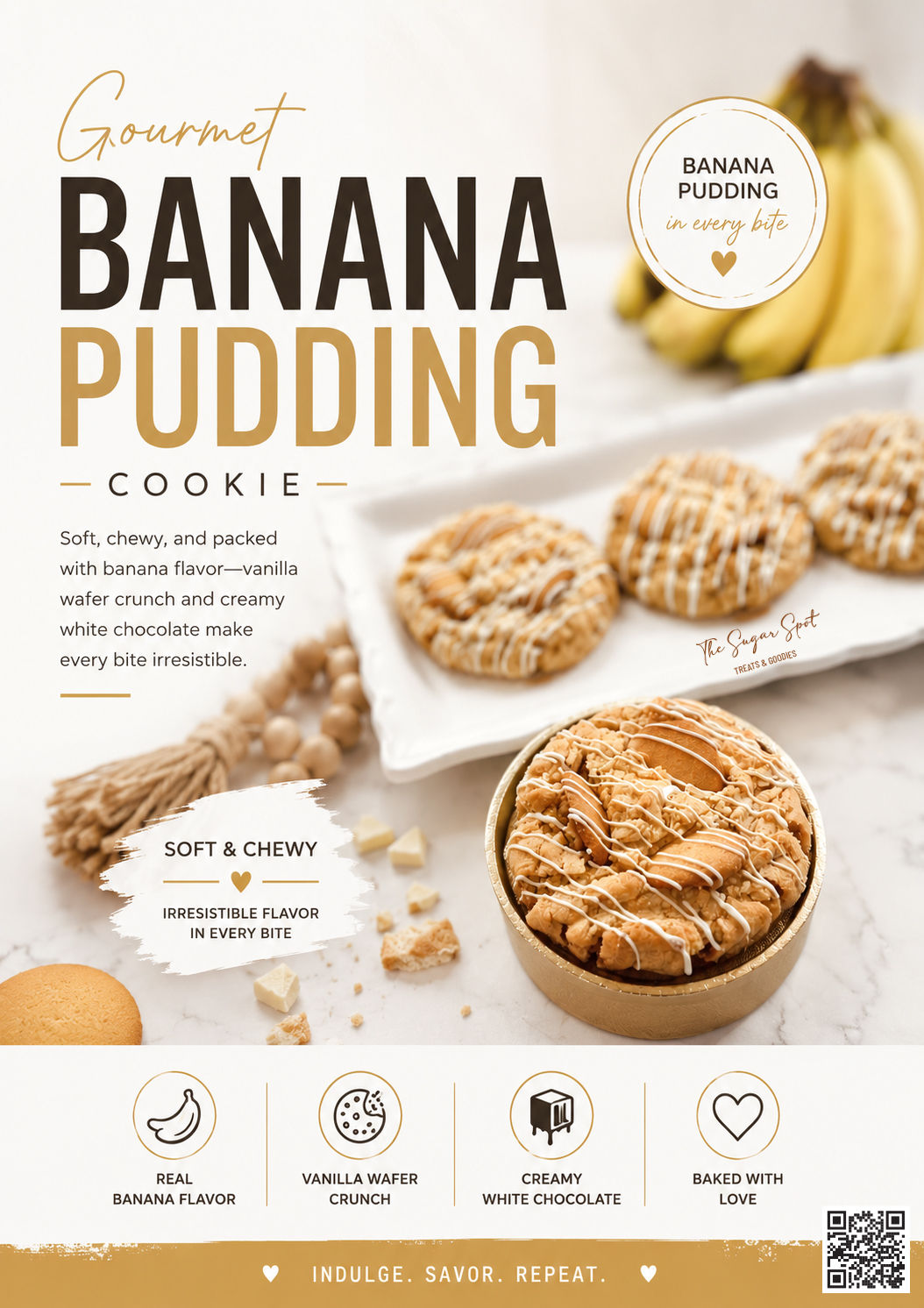 Banana Pudding White Chocolate Cookie—Digital Recipe