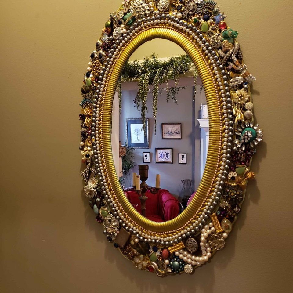 Thumbnail: Handcrafted Jewelry Encrusted Mirror