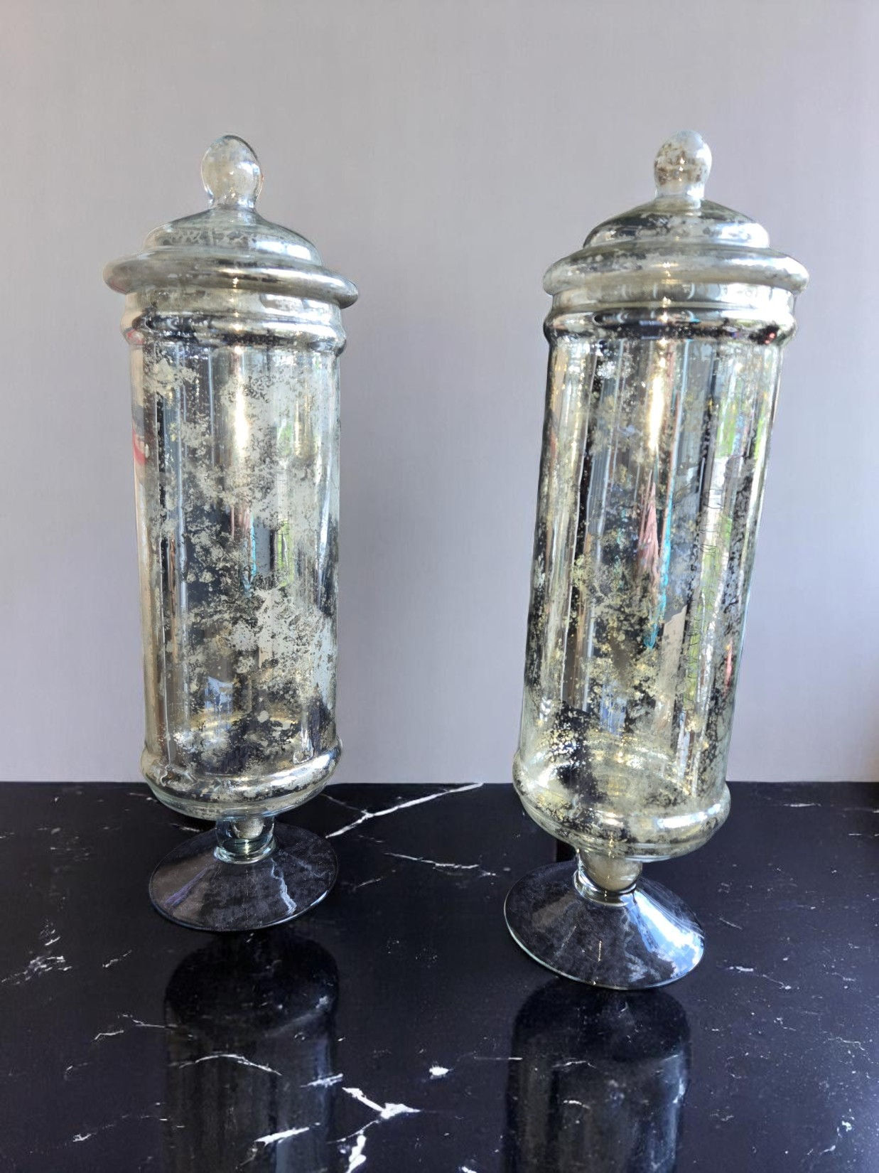 Mercury Glass Apothecary Jars