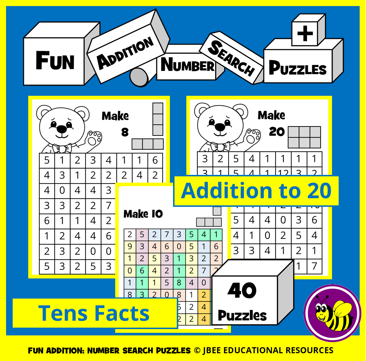 Fun Addition Number Search Puzzles