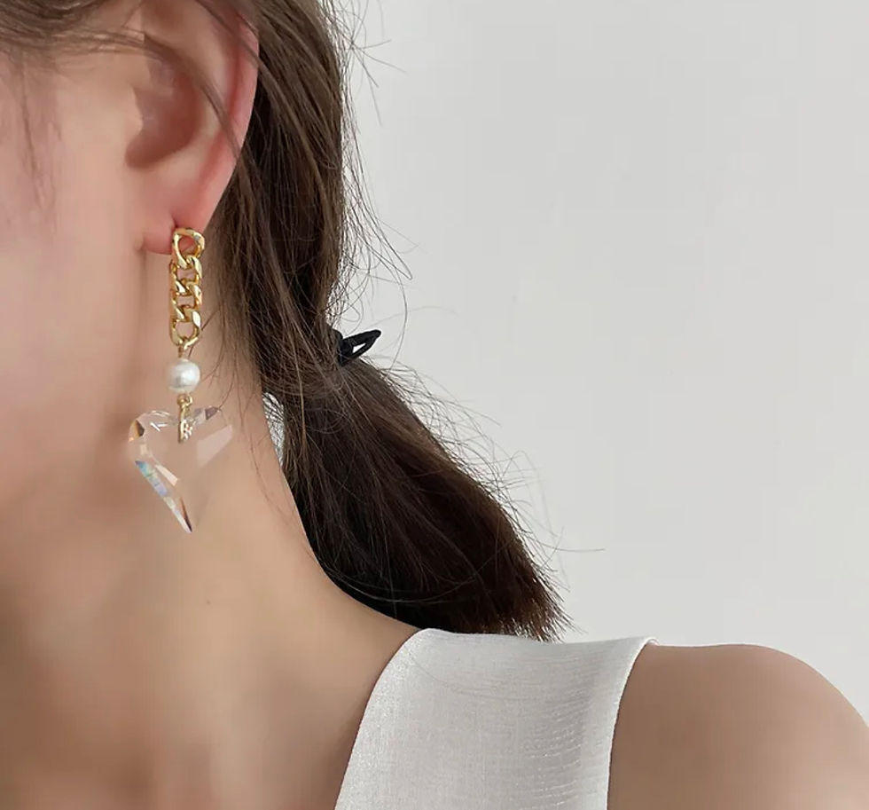 Miniatura: Aretes cadena corazón (plata)