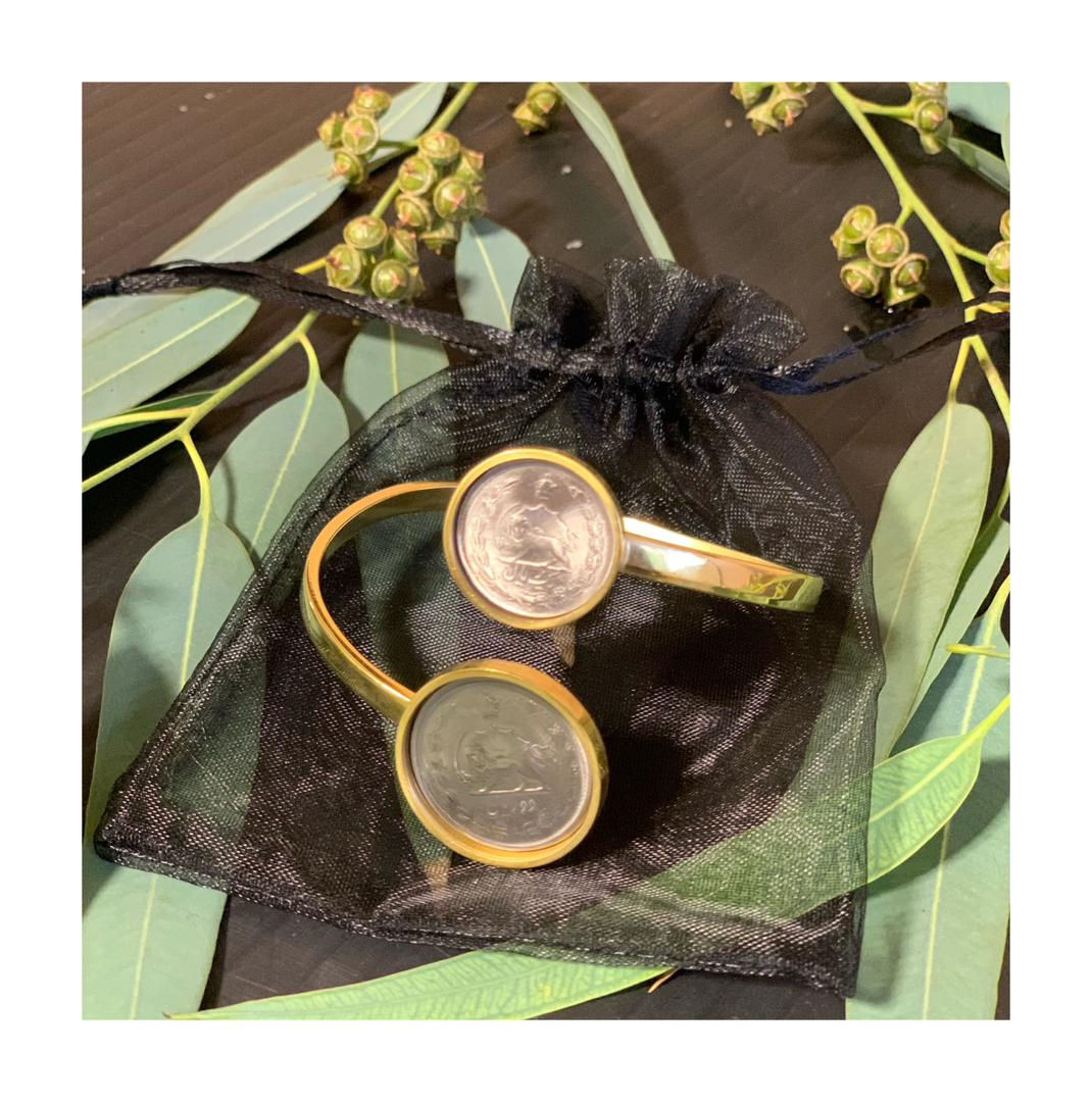 Pahlavi Double Coins Bracelet-silver