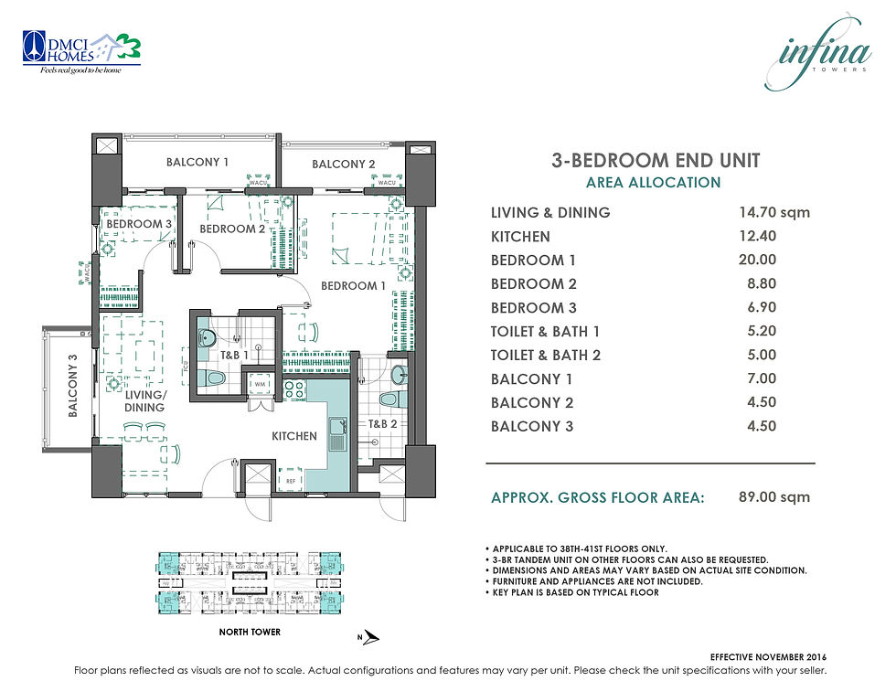 3 BEDROOM END A