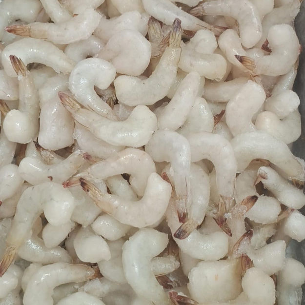 Flash-frozen, graded Vannamei shrimps in packaging, HACCP certified