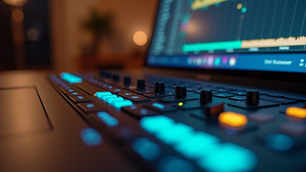 Close-up view of a music software interface on a laptop
