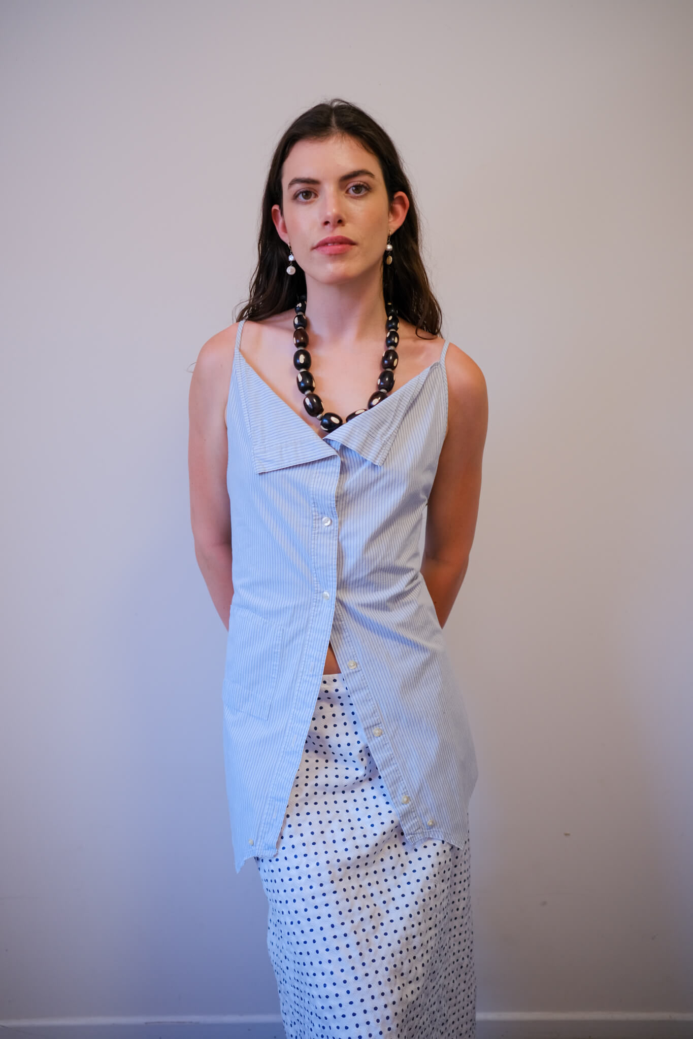 RE-WORKED TOP | LIGHT BLUE STRIPE | SIZE 12