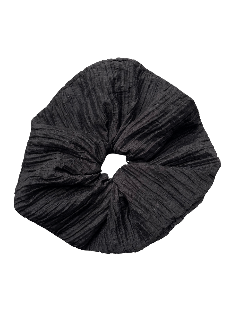 LARGE SCRUNCHIE | BLACK CRINKLE PLEAT