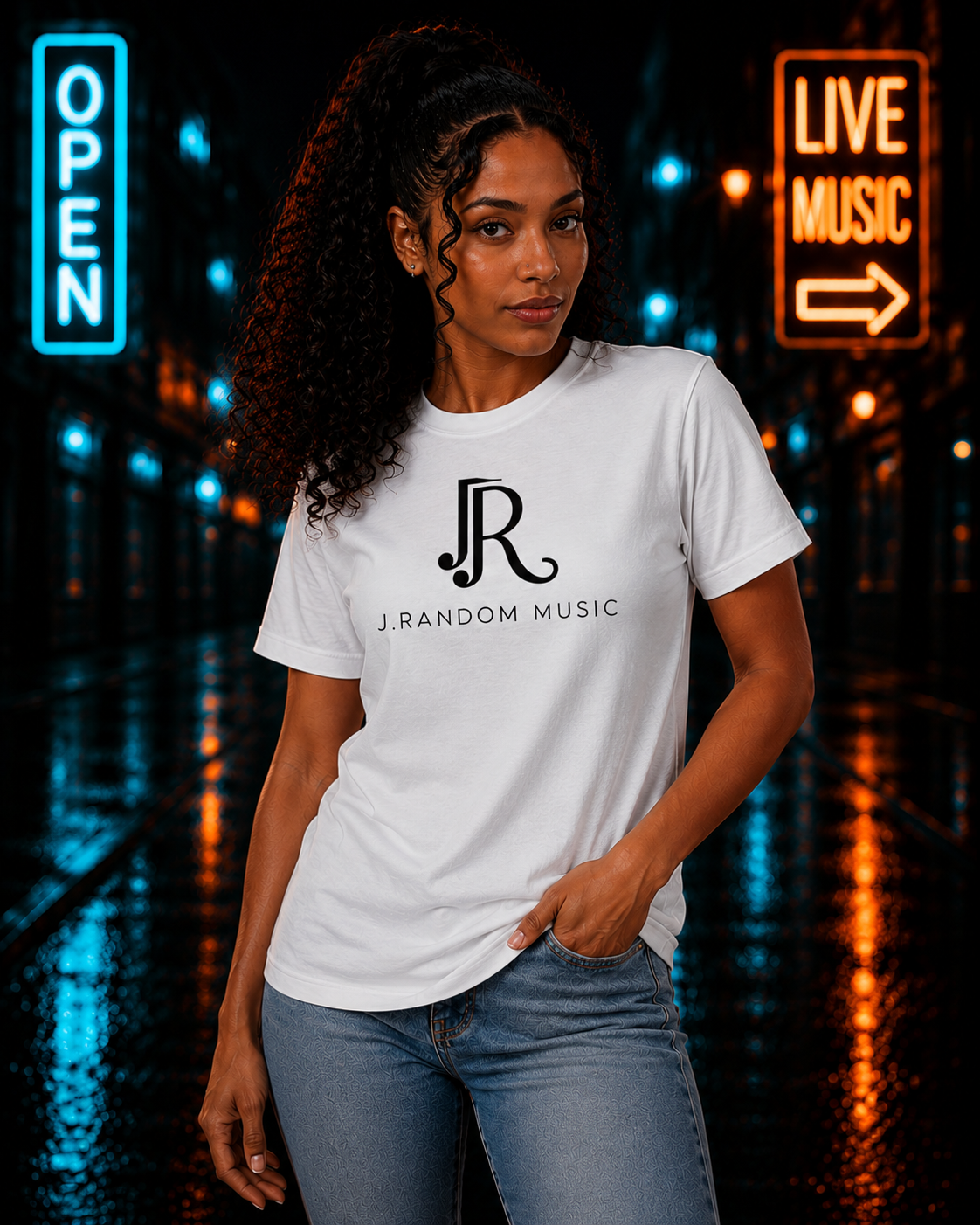 Women's J.Random Music T-shirt (black text)