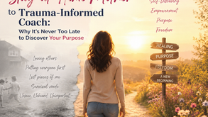 Motivational poster of a woman on a sunlit path toward a sign reading HEALING, PURPOSE, FREEDOM, A NEW BEGINNING.