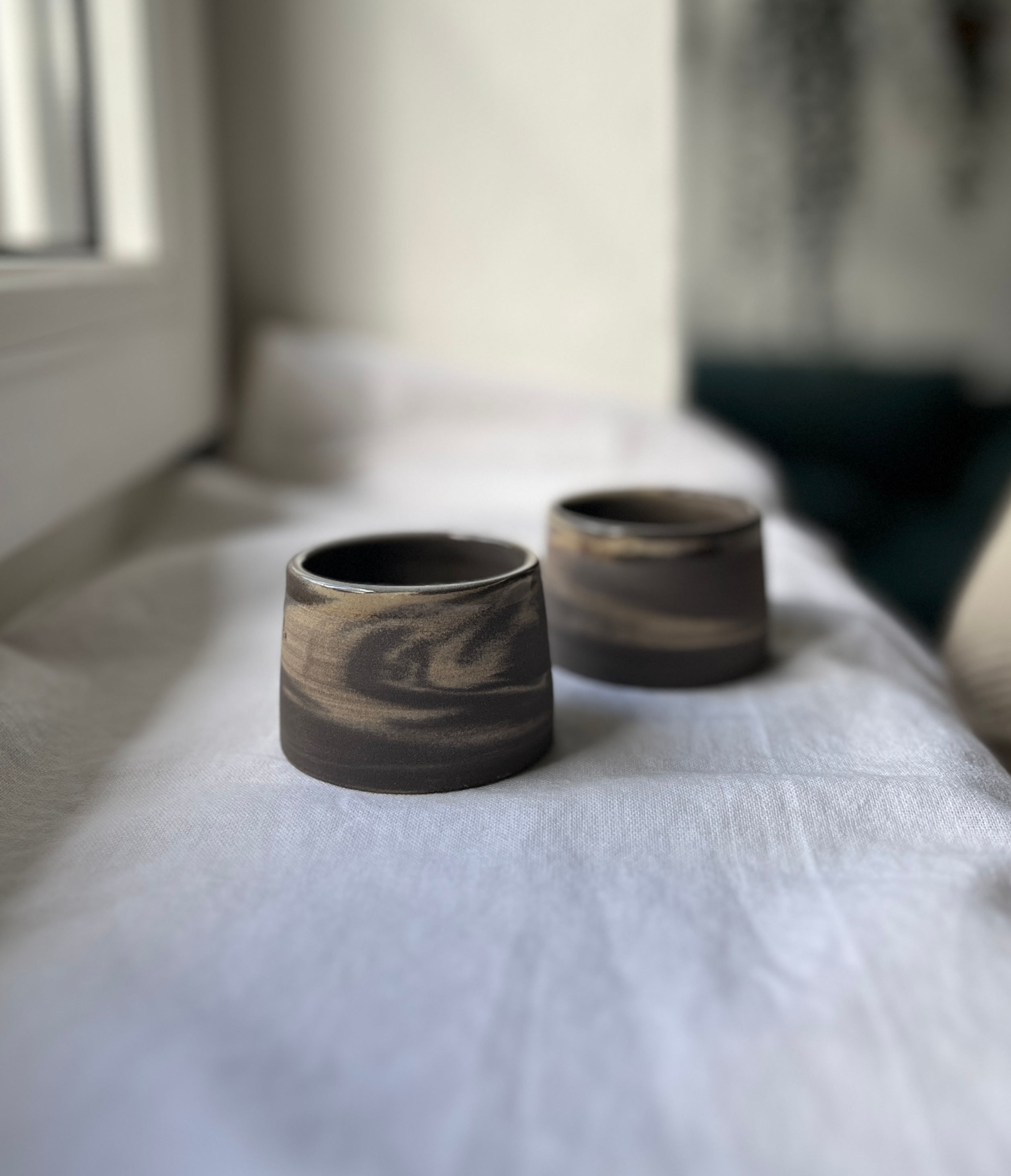 Marble dark espresso cup - glazed rim