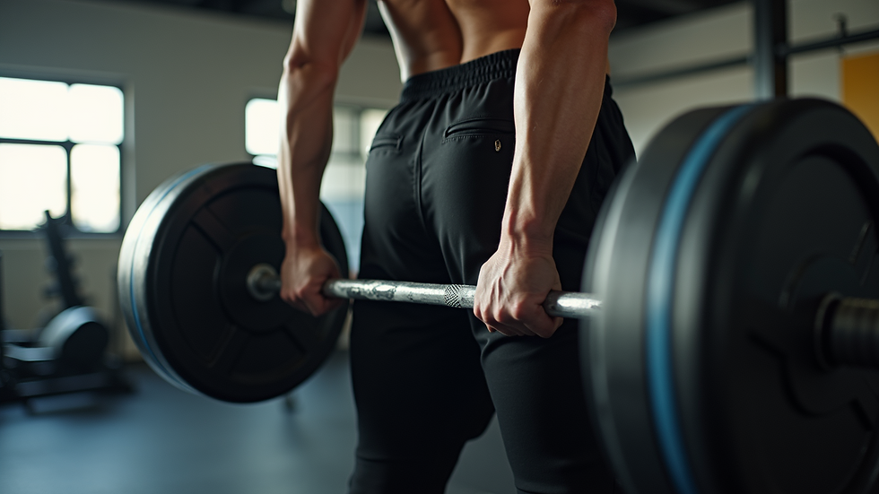 Close-up view of a person lifting weights in a gym