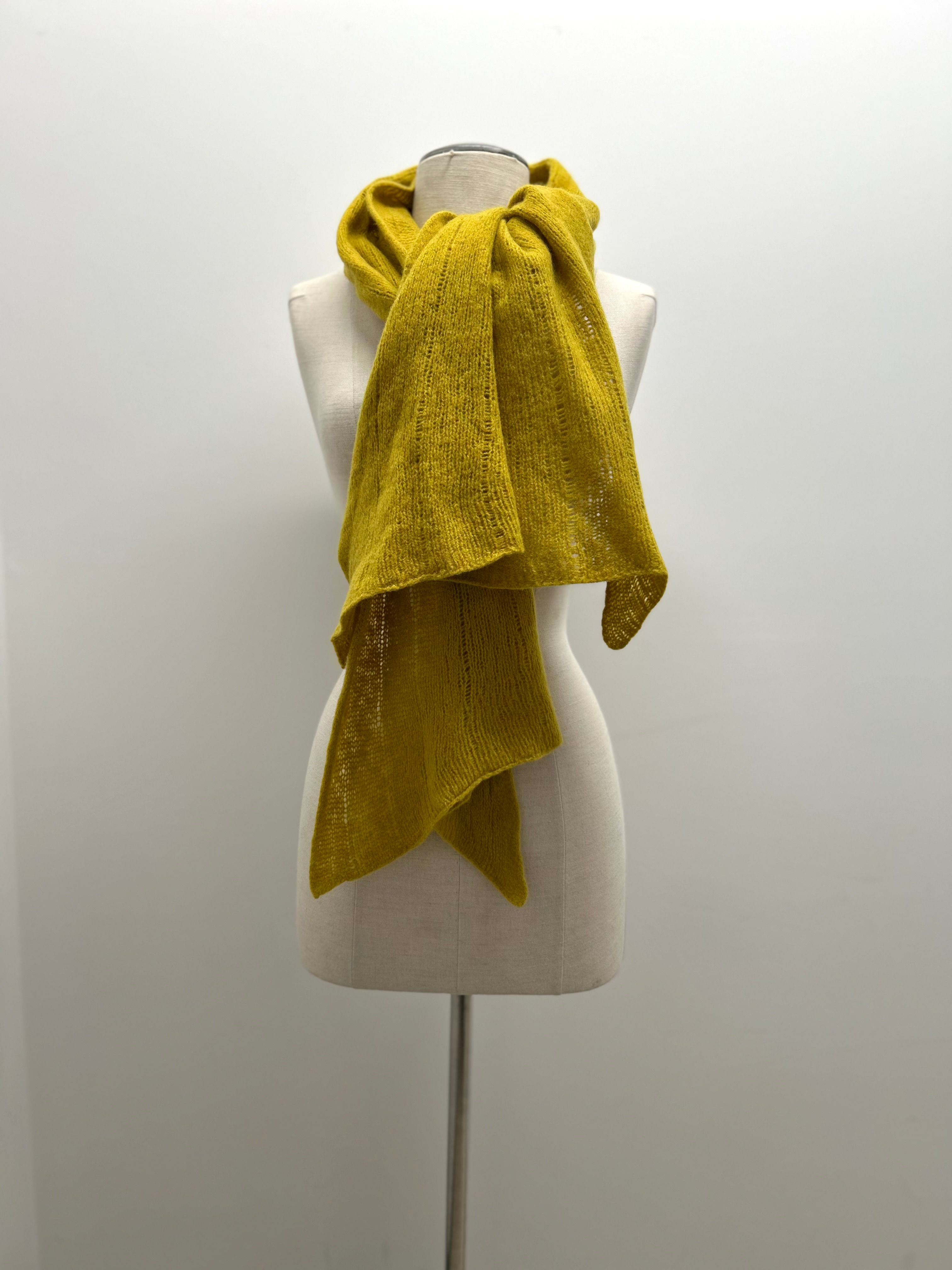 Chartreuse merino wool medium length scarf