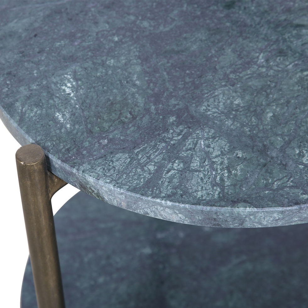 Thumbnail: Detail view of fantasy green marble top on Justine accent table
