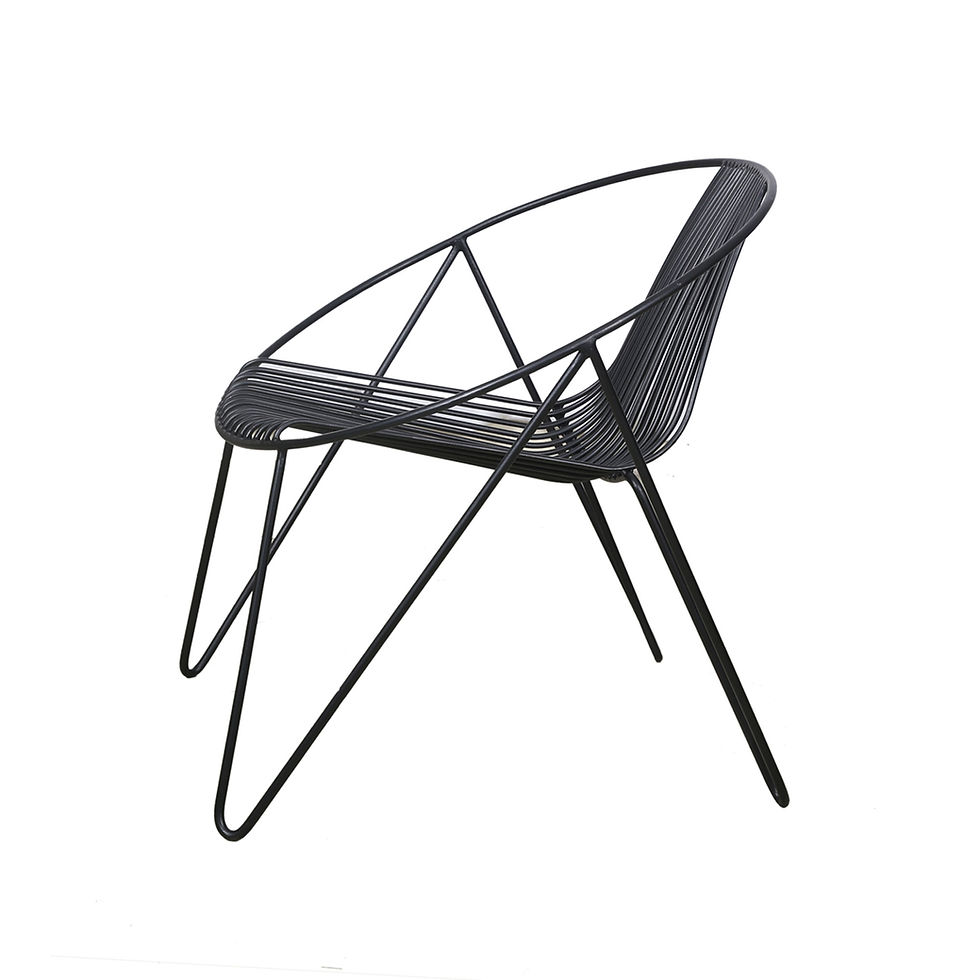 Thumbnail: Pappas garden chair in matte black iron with sculptural wire frame design