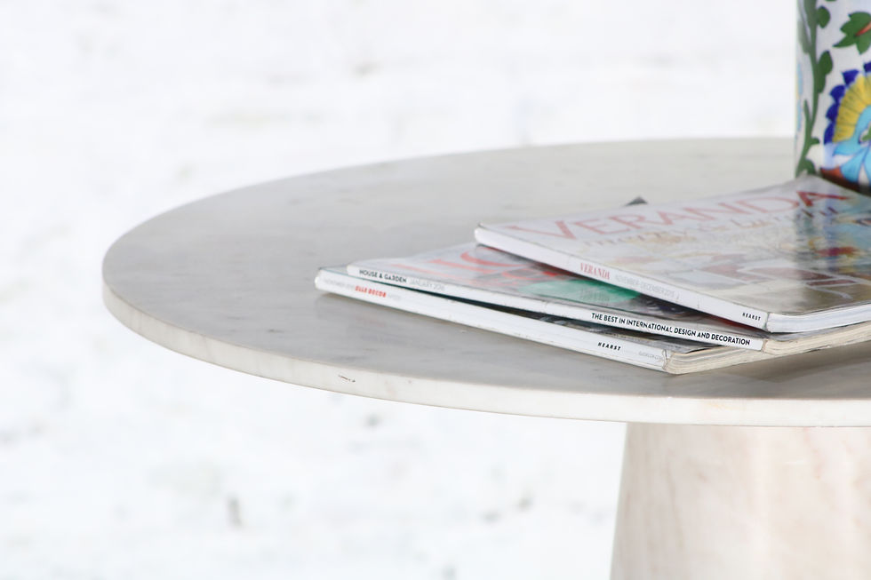 Thumbnail: Apollo Marble Bistro Table – Basra Variegated Marble, black and white veining, solid pedestal base – WSMB Imports