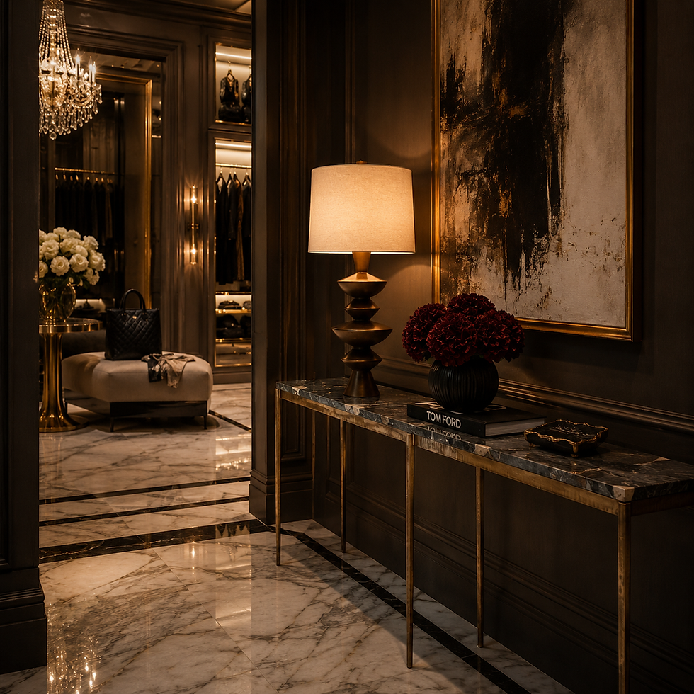 Thumbnail: Iron and Marble Halden Console Glam Dressing Room