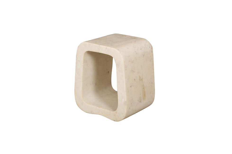 Thumbnail: Hallow Accent Table – Studio Product Shot – White Variegated Marble with Iron Base