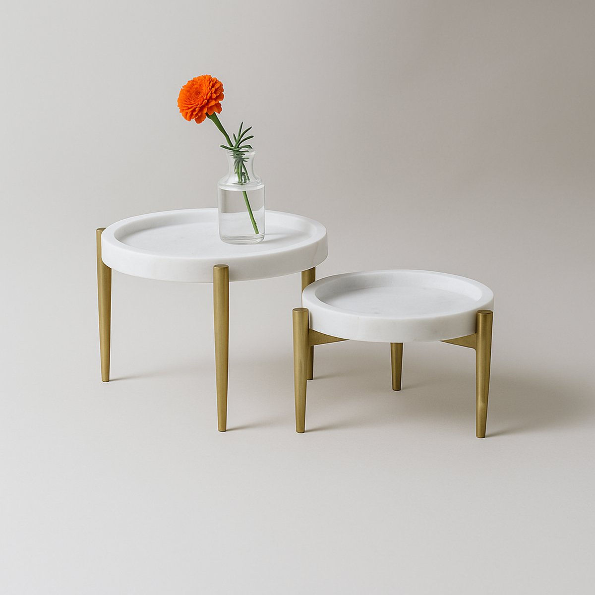 duette nesting tabletop displays basra marble studio shot brass legs - wsmbimports