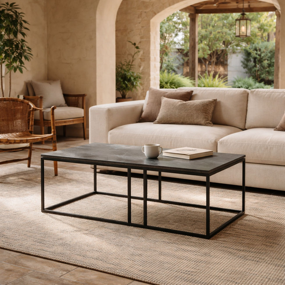 Thumbnail: Parker coffee table styled in covered patio setting