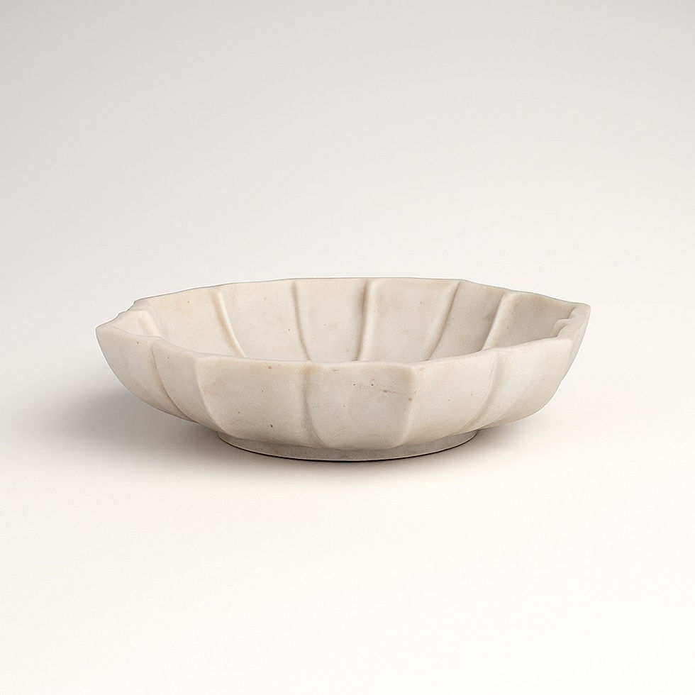 Lotus marble bowl – Basra white variegated marble accent dish – wsmbimports