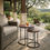 Thumbnail: Caroline nesting accent tables on covered Texas patio with rattan chair and iced tea, fantasy red marble