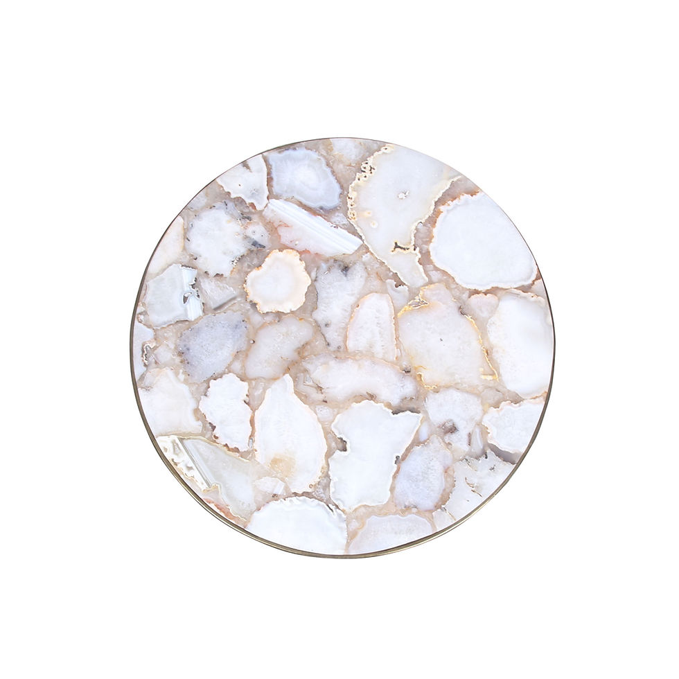 Thumbnail: Close-up of Charo agate stone tabletop showing natural crystal pattern and soft neutral tones