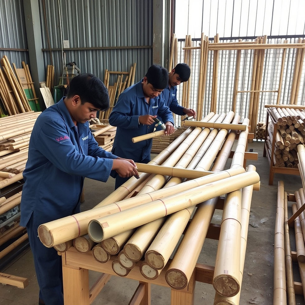 Pre-Fabrication_Cut and shape bamboo, prepare joinery (bolt, screw, or hybrid connectors),