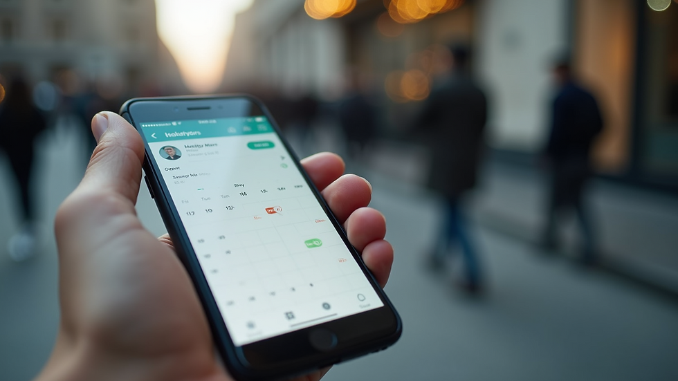 Close-up view of a smartphone displaying a scheduling app