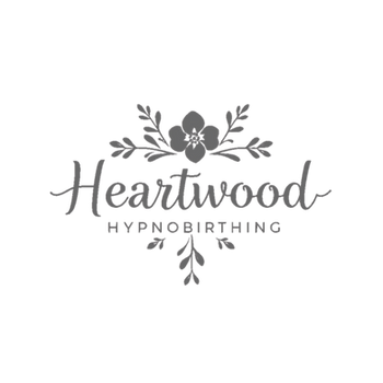 a clean and minimalist logo combing the words _Heartwood Hypnobirthing_ into an elegant, w