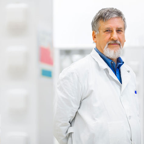 a medical expert standing in a lab