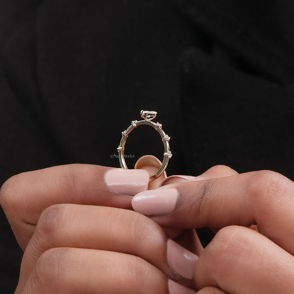 Thumbnail: 0.25 CT  Pear-Round- Cut Lab Grown Diamond Ring | Color EF | Clarity VS | 10kt |