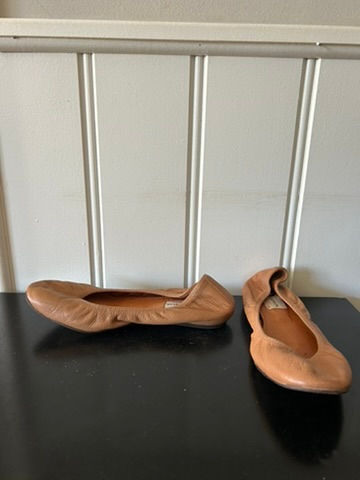 Thumbnail: Lanvin Tan/Salmon Scrunch Ballet Flats