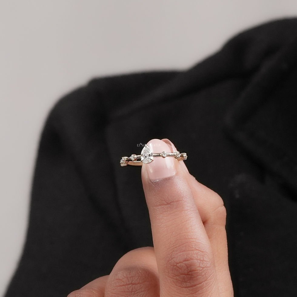Thumbnail: 0.25 CT  Pear-Round- Cut Lab Grown Diamond Ring | Color EF | Clarity VS | 10kt |