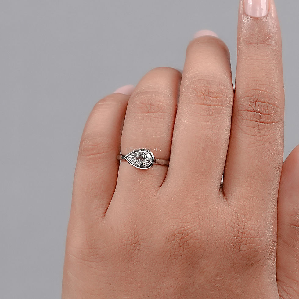 Thumbnail: 1.1 CT Pear Cut Lab Grown Diamond Ring | Color GH | Clarity SI | 10KT