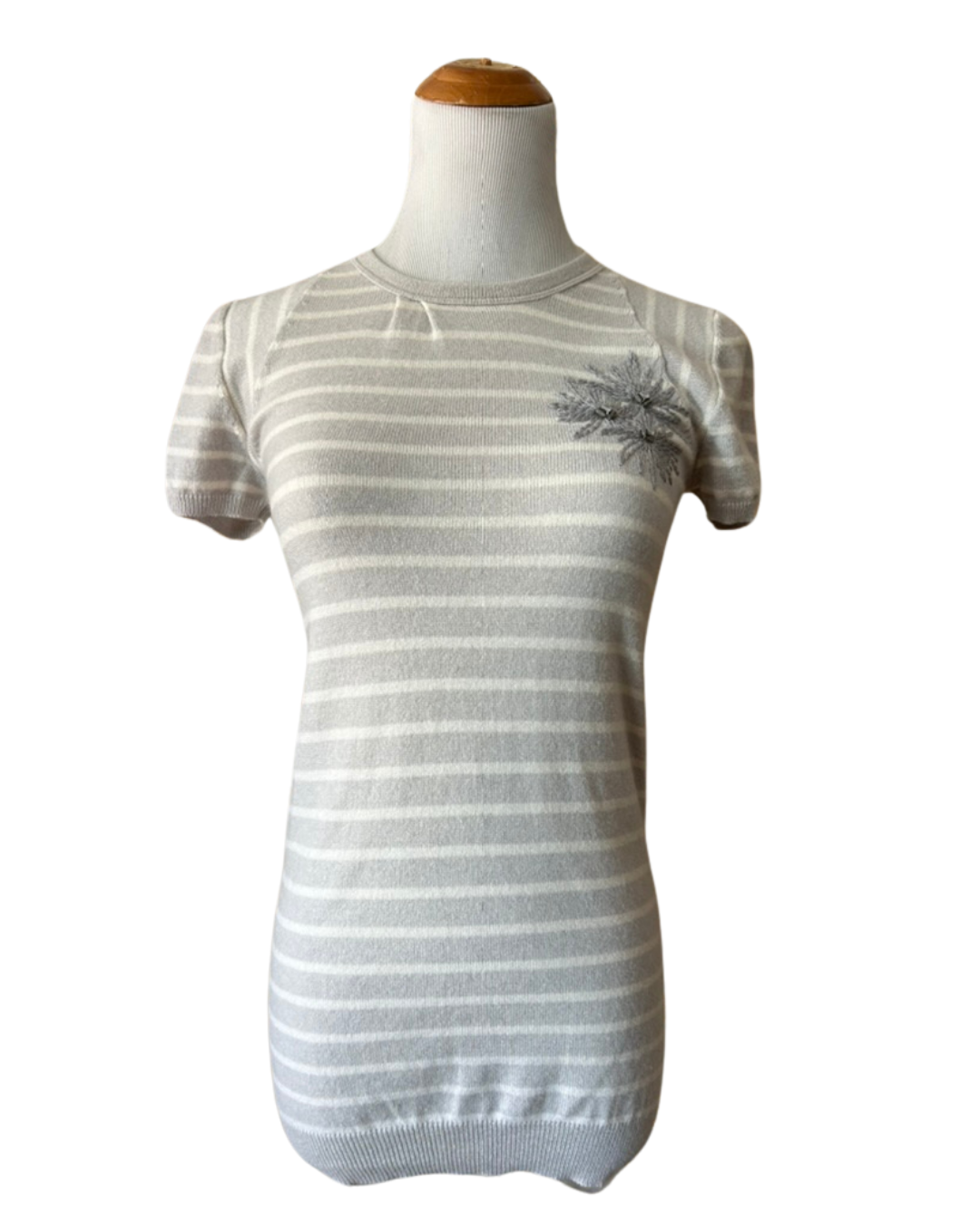 Brunello Cucinelli Cashmere Embroidered Short Sleeve