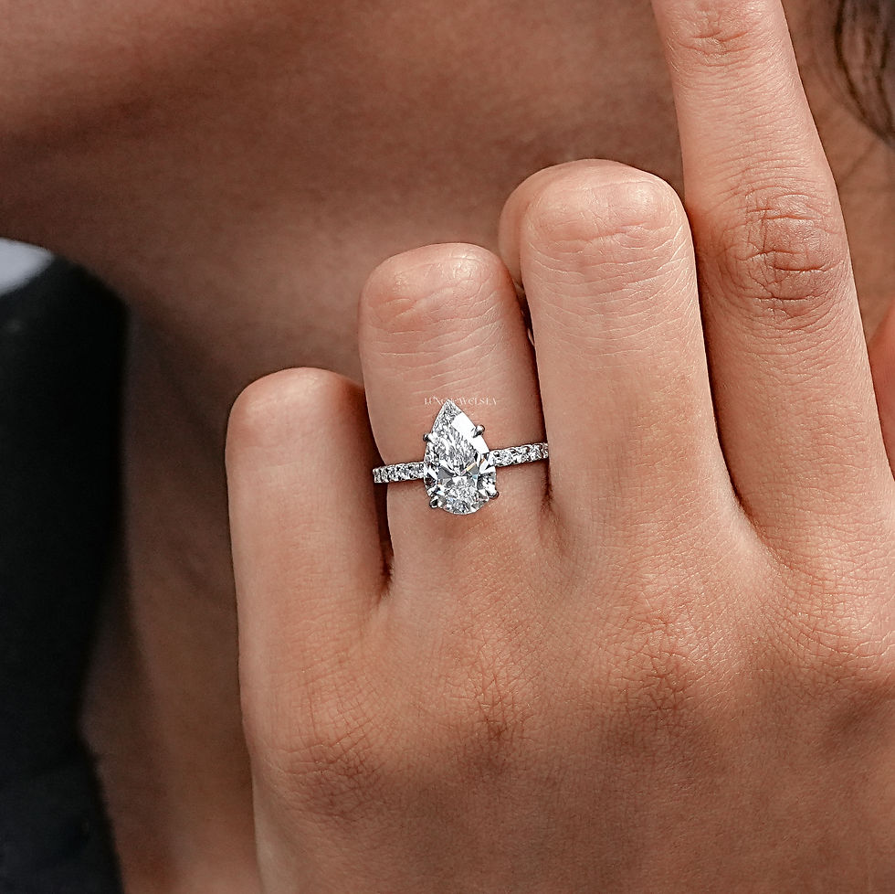 Thumbnail: 2.30 CT (17 pcs) Pear Cut Lab Grown Diamond Ring | Color FG | Clarity VS