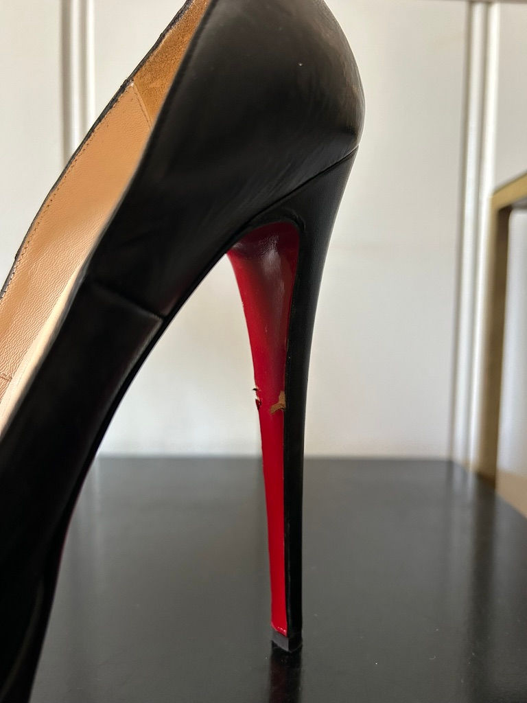 Thumbnail: Christian Louboutin Black Peep Toe Pumps