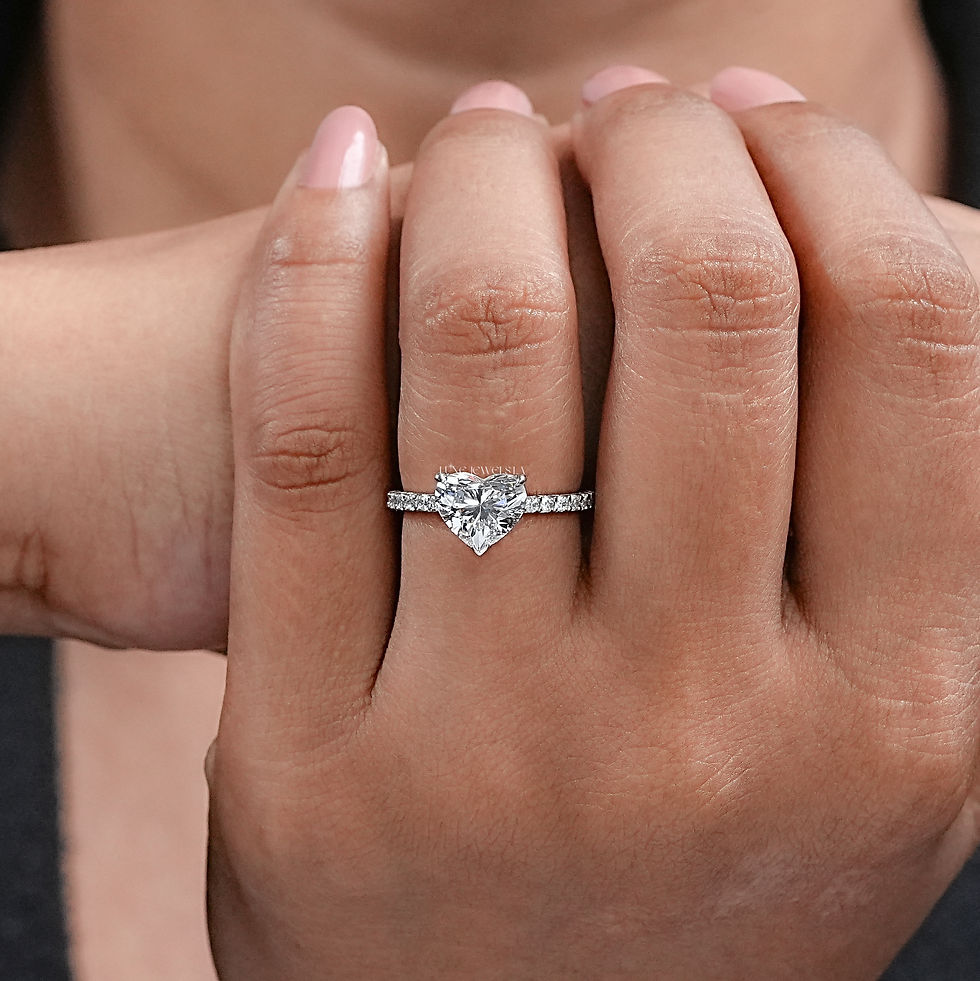 Thumbnail: 2 CT Round Heart Cut Lab Grown Diamond Ring | Color FG | Clarity VS | Platinum