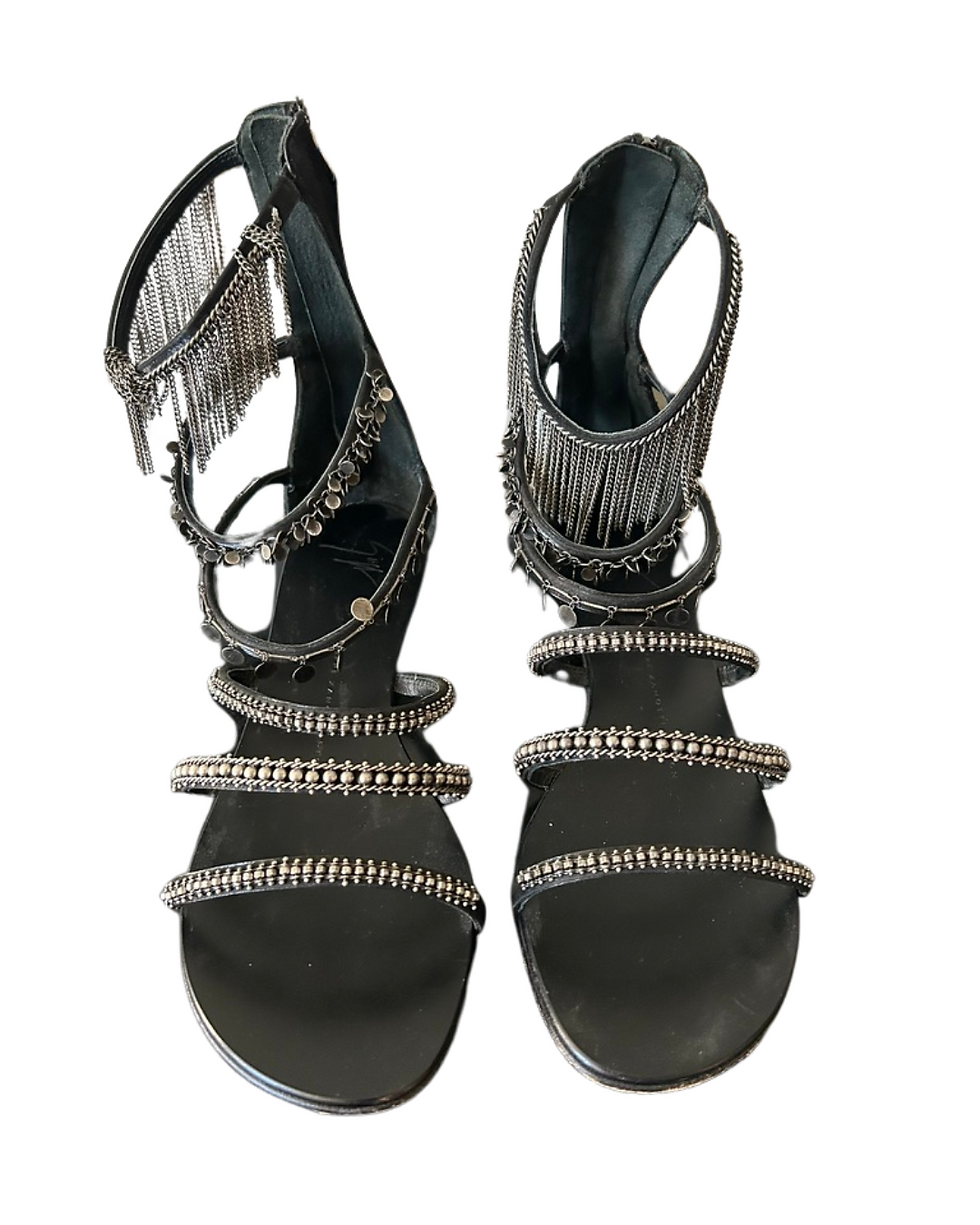 Giuseppe Zanotti Women's Black and Silver Sandals