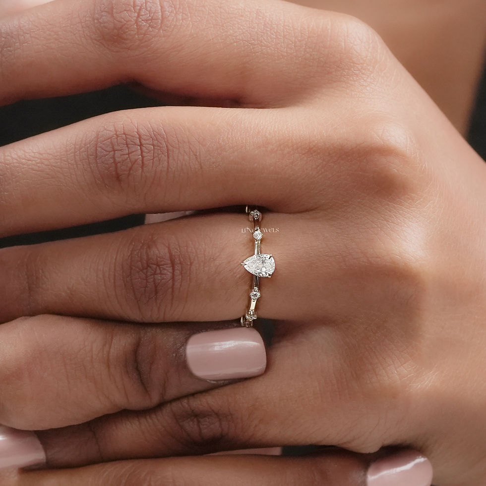 Thumbnail: 0.25 CT  Pear-Round- Cut Lab Grown Diamond Ring | Color EF | Clarity VS | 10kt |