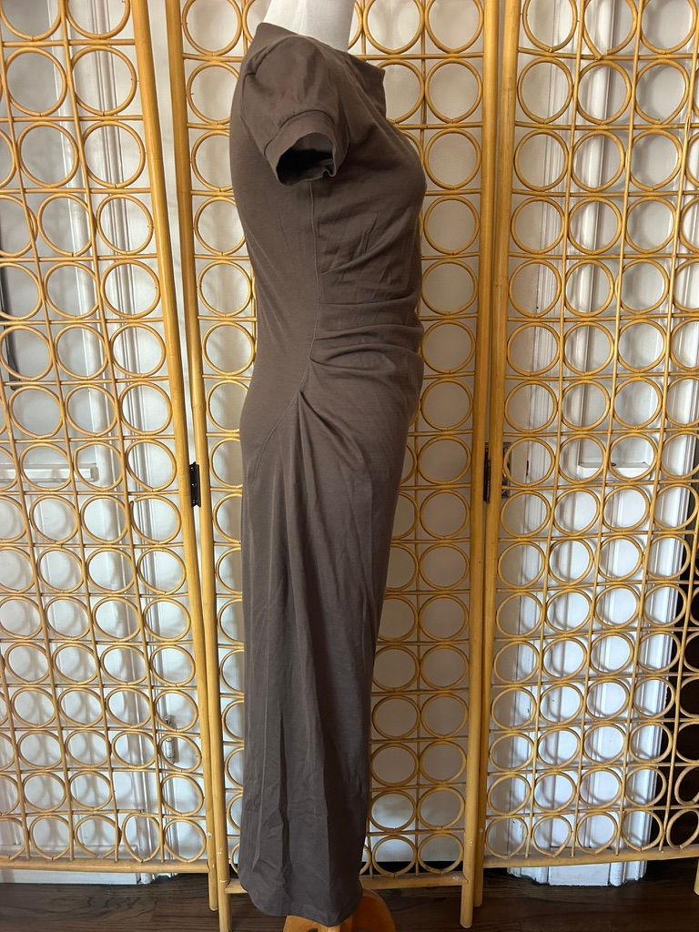 Thumbnail: Brunello Cucinelli Draped Brown Short Sleeve Maxi Dress