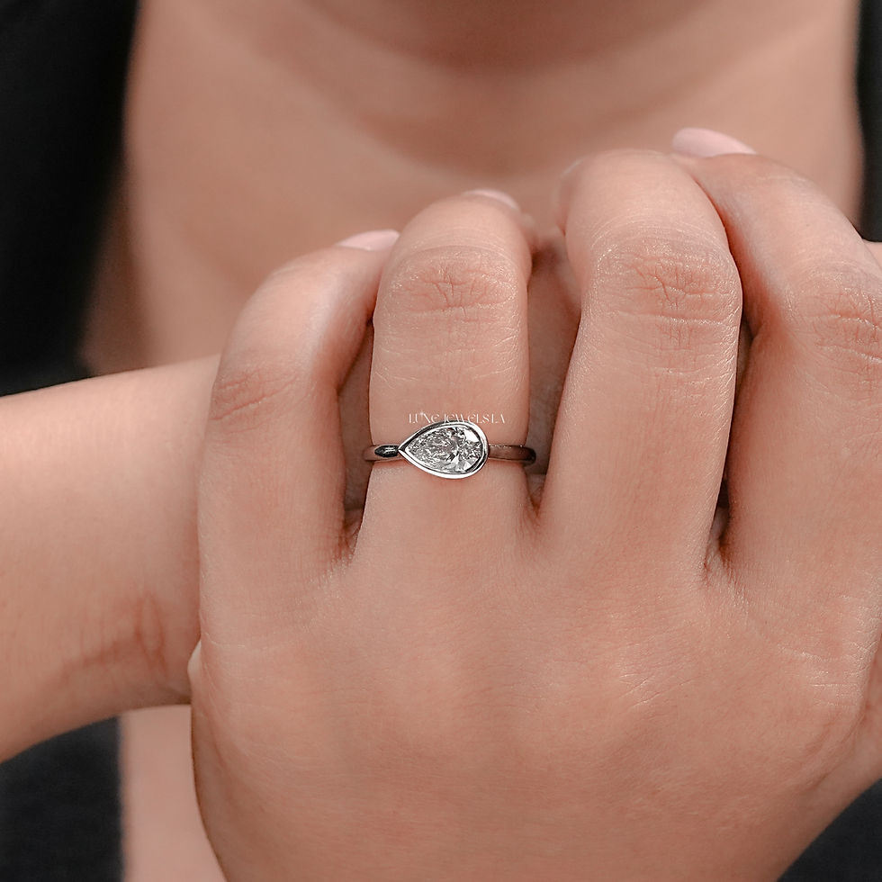Thumbnail: 1.1 CT Pear Cut Lab Grown Diamond Ring | Color GH | Clarity SI | 10KT