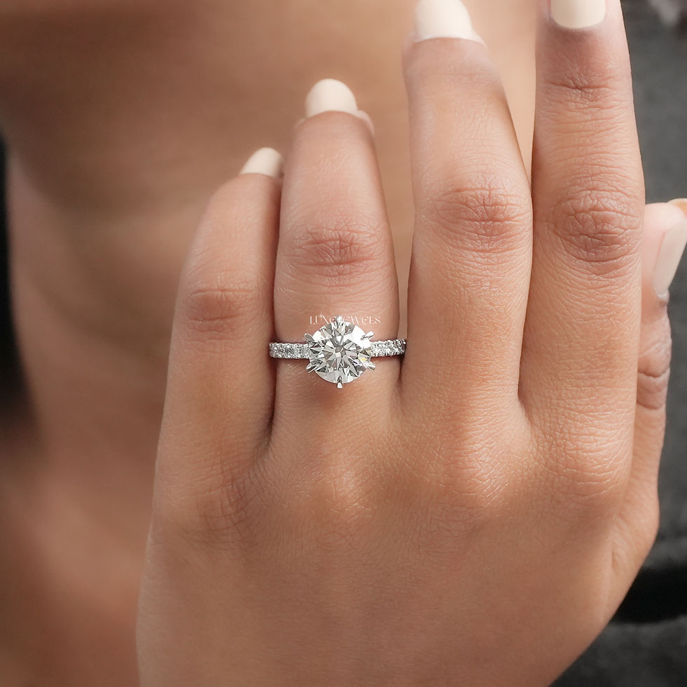 Thumbnail: 3.0 CT  Round Cut Lab Grown  Engagement Ring | Color IJ | Clarity VS |