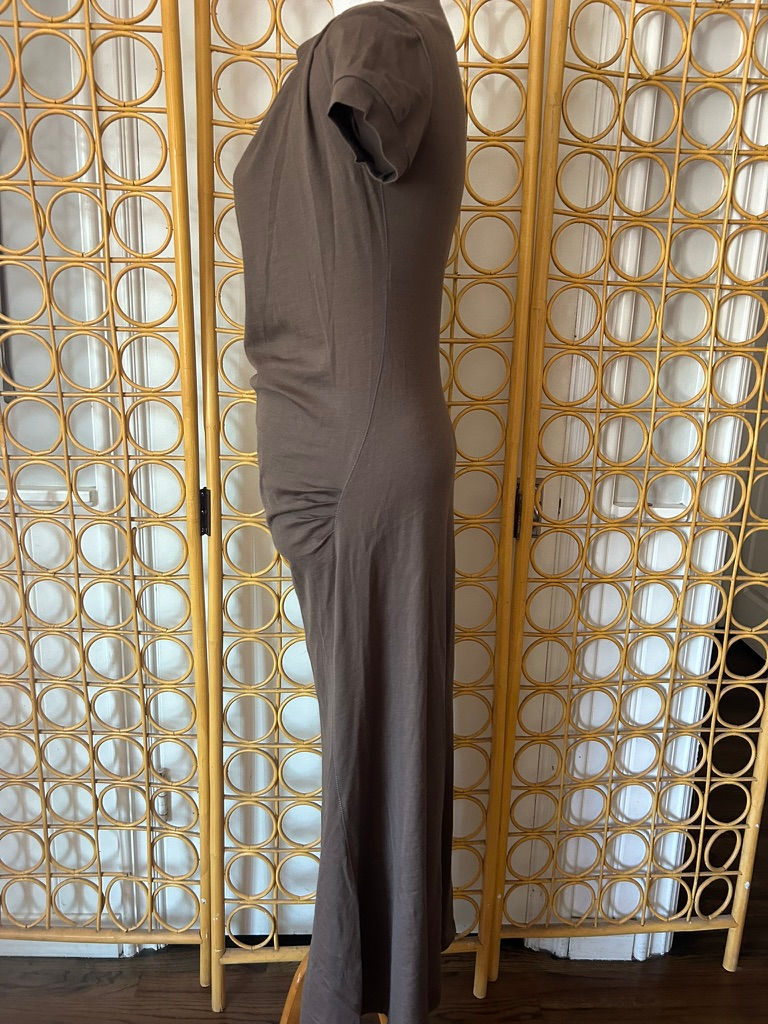 Thumbnail: Brunello Cucinelli Draped Brown Short Sleeve Maxi Dress