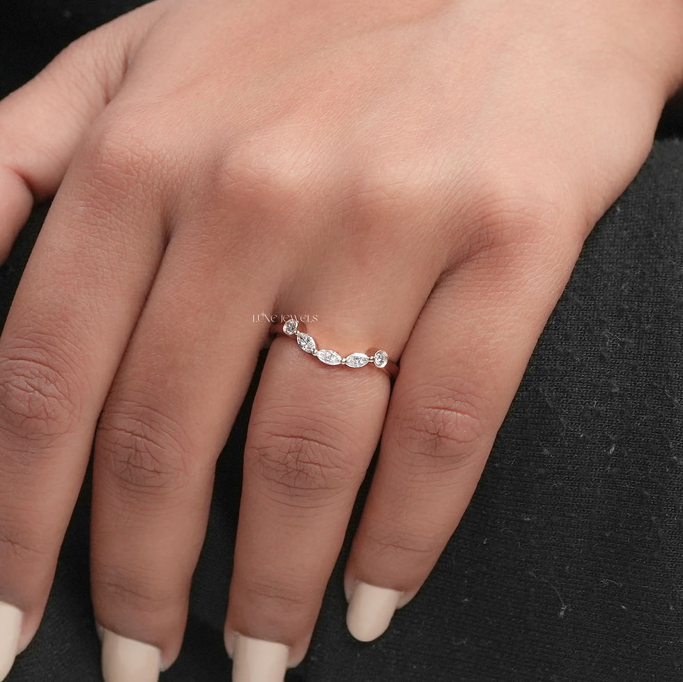 Thumbnail: 0.25  CT  Marquise-Round  Cut | Lab Grown Diamond Band | Color EF | Clarity VS |
