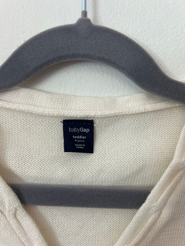 Thumbnail: Baby Gap Toddler White Cardigan 4T