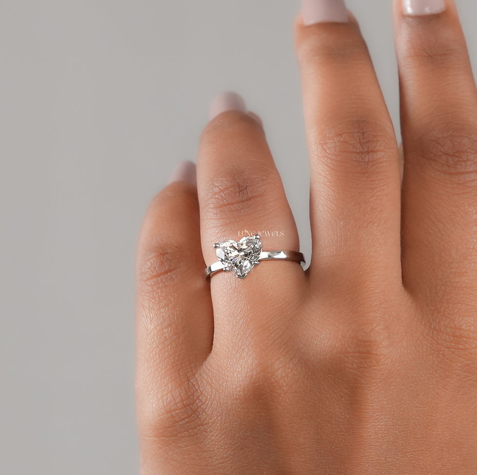 Thumbnail: 2 CT Square Heart Cut Lab Grown Diamond Ring | Color FG | Clarity VS | 14kt |