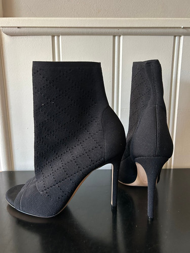 Gianvito Rossi High Heel Peep Toe Black Knit Sock Boots MyGo2Girl