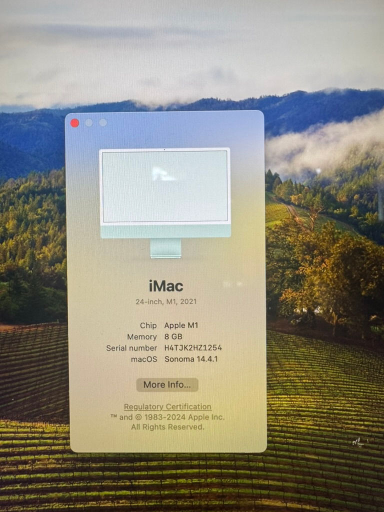 Thumbnail: Apple 2021 iMac- M1 Chip-8-core CPU 24", 8GB RAM, 256 GB Stg- Green